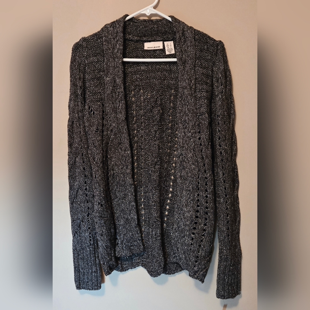 DKNY Charcoal Open-Front Cardigan